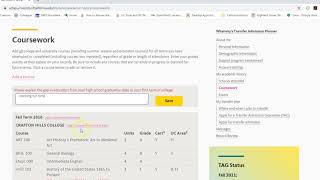 UC TAP My Academic History