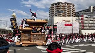 【東岸和田地区だんじり祭り】令和参年度 宵宮午後曳行 土生町 駅前やり回し