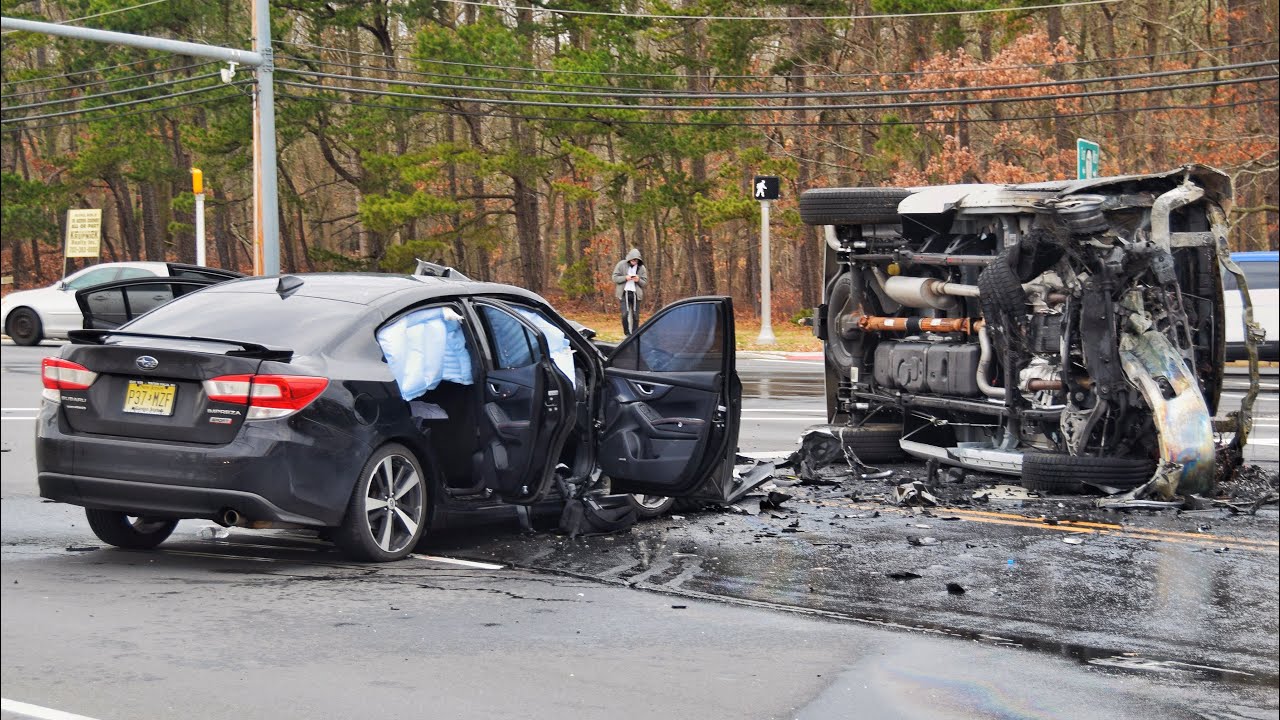 Two Car Crash With One And Flipped On Fire Toms River Route 70 3-23-23 ...