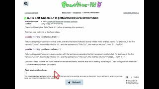 Java Practice It | Self-Check 8.11: getNormalReverseOrderName | classes, methods, instance