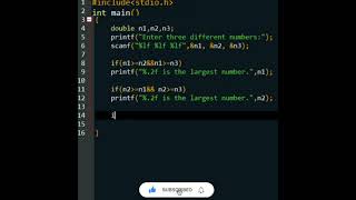 #C 20 To find Largest number among three numbers in C | C Programming | #coding #shorts #programming