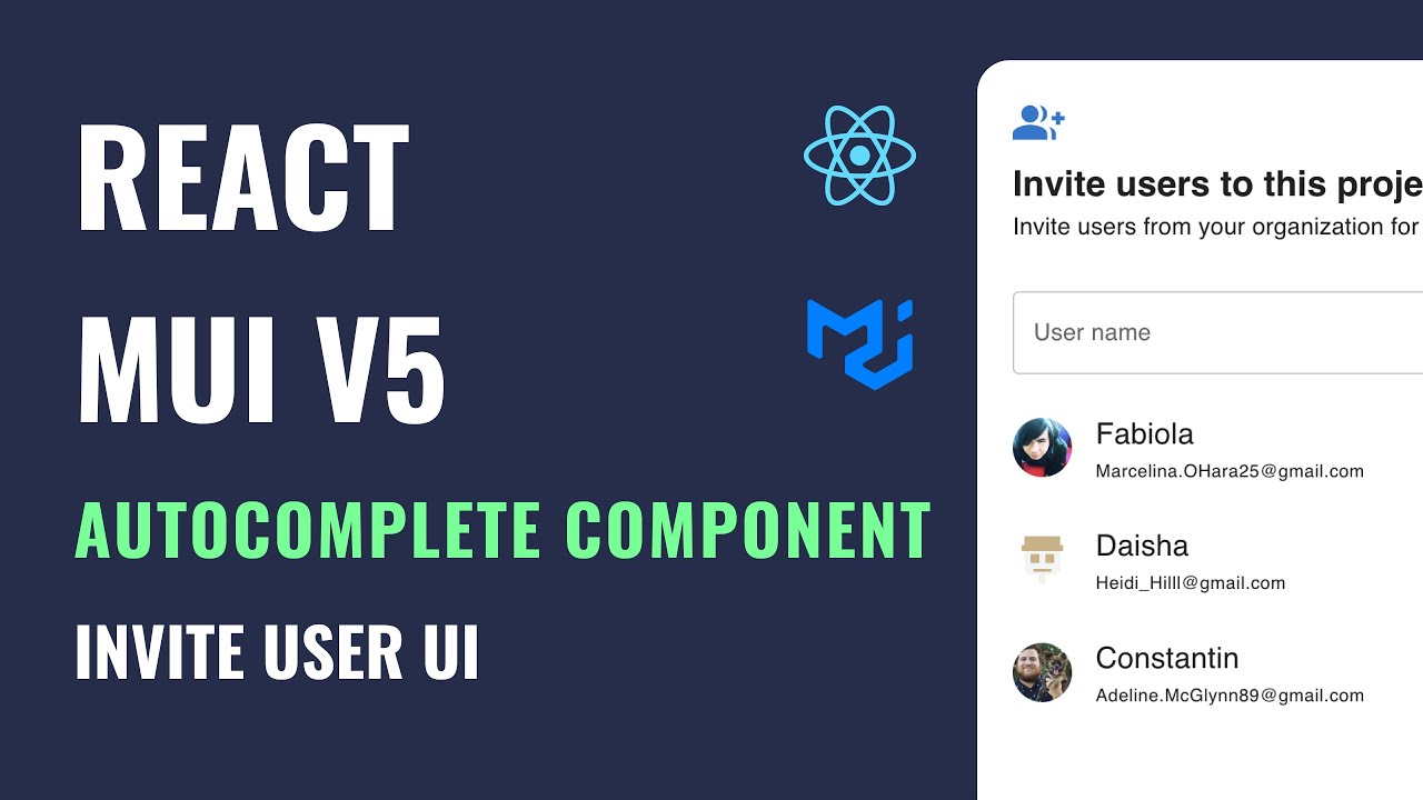 React MUI V5 | Invite User UI Using Autocomplete Component - YouTube