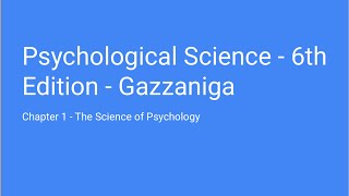 Psychological Science 6th Edition - Chapter 1 The Science of Psychology (full)