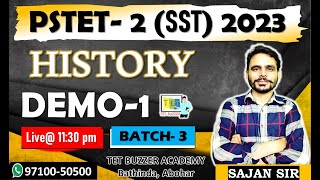 New Batch for PSTET 2024|| SST History|| Demo-1|| TET BUZZER, Bti, Abh (97100-50500)