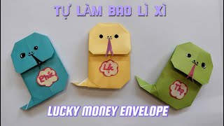 Tự làm bao lì xì bằng giấy hình con rắn Tết 2025/Origami snake envelope