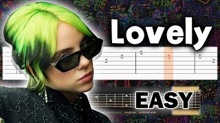 Billie Eilish - Lovely - EASY Guitar tutorial (TAB)