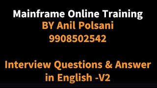 Mainframe COBOL - DB2 Interview Questions & Answer -V2 | English | Anil Polsani | 9908502542