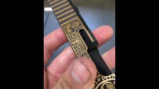 Deep engraved 24k Aztec Gold Glock 19 Slide