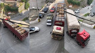 LAST SECONDS, Terrible Tragedy of a Long Truck Carrying 60 Tons of Load Overturned on a Slope