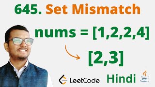 645. Set Mismatch || Java || Leetcode || Hindi