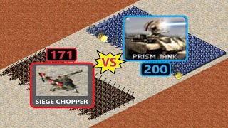 Deployed Siege Choppers vs Prism Tanks - Same Cost - Red Alert 2