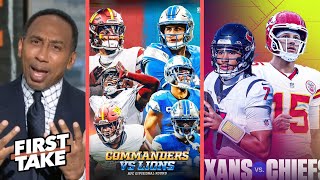 FIRST TAKE | Stephen A. breaks NFL playoffs Divisional round: Chiefs at Texans - Lions at Commanders