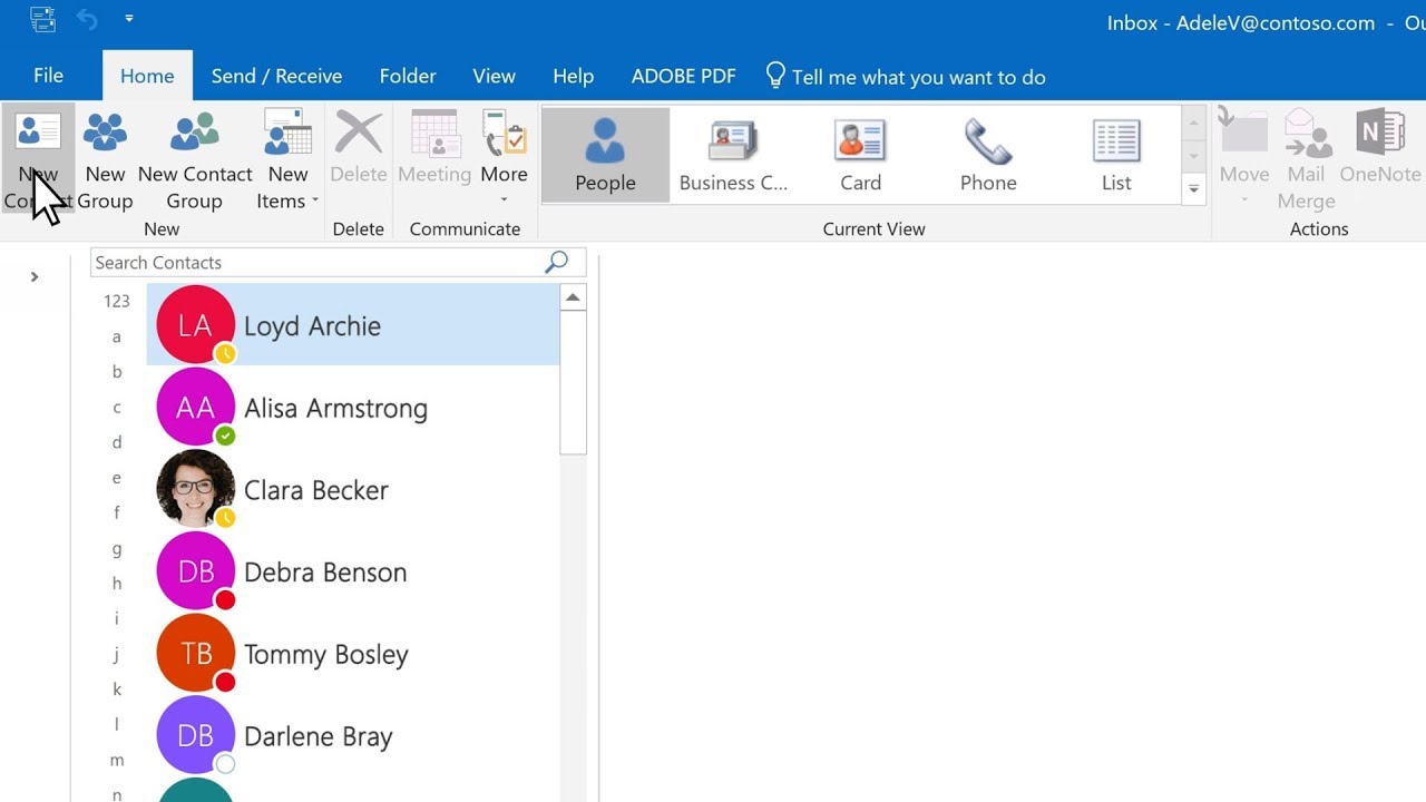 Add A Contact In Outlook - YouTube