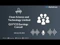 Clean Science and Technology Limited Q3 FY23 Earnings Concall