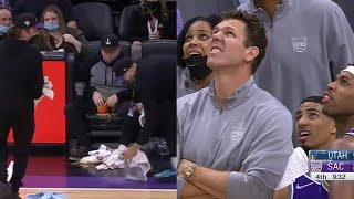 Kings fan sitting courtside after drinking too much 💀