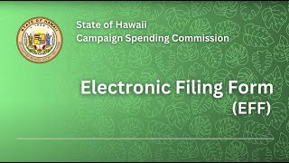 CFS Filing the Electronic Filing Form