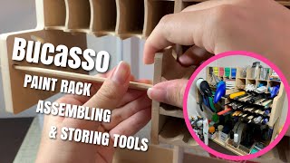 【Bucasso】ペイントラックを組み立て\u0026工具塗料を収納してみた!! -Bucasso paint rack Assembling \u0026 storing tools!!