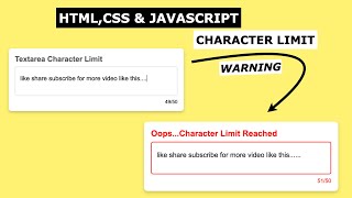 Text area Character Limit using HTML CSS and JavaScript
