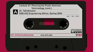 21: Planning for Public Seminar; Terminology (cont.)