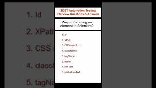 SELENIUM : What are the locators in Selenium WebDriver? SDET Automation Testing