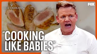 Gordon Throws Raw Chicken Across The Kitchen | Hell’s Kitchen