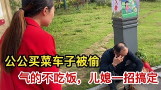 公公买菜车子被偷，气的几天吃不下饭，儿媳一招搞定【米米和晏晏】