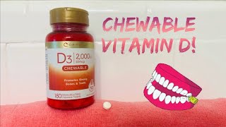 In Hand Review of Carlyle Chewable Vitamin D3 2000 IU (50mcg) Tablets | Berry Flavor