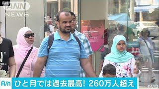 7月に日本を訪れた外国人旅行者260万人超　過去最高(17/08/16)