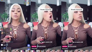 Watch NPC viral TikTok streamer PinkyDoll break & act out of character during a live