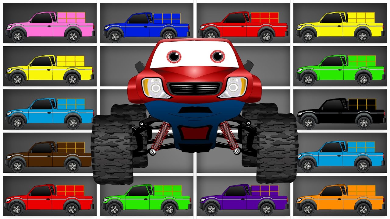 Learn Colors With Monster Truck | Learning Color Names For Kids And ...