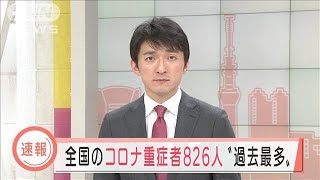 全国の重症患者826人　4日連続で過去最多を更新(2021年1月8日)