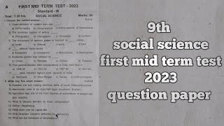 9th SOCIAL SCIENCE first midterm test  2023 tn a to z question paper