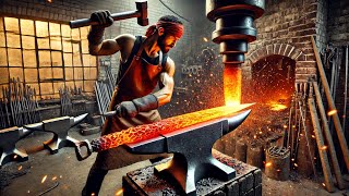 Forging a Giant Blade: Extreme Heat and Power in Action