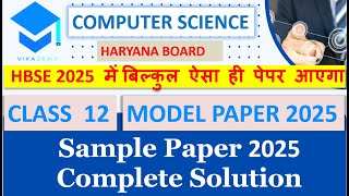 HBSE Class 12  Computer Science 2025 Sample Paper || Haryana Board Official Model Question Paper