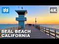 [4K] Seal Beach, California USA Main Street to Pier Sunset Walking Tour & Travel Guide 🎧 Ocean Waves