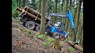 🌲Rottne F15D \u0026 T.Winch 10.3 • Durchforstung im Hang • Traktionswinde • Rückezug • Rottne Forest🌲