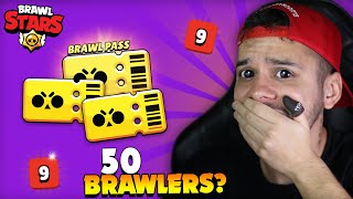 INSANO! 😱 ABRI 3 PASSES COMPLETOS no BRAWL STARS! (GANHEI 50 BRAWLERS !)