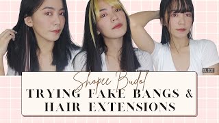 FAKE BANGS AND HAIR EXTENSION FROM SHOPEE / Realistic ba?