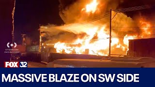 Massive blaze destroys warehouse on Southwest Side; no injuries: fire officials