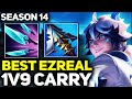 RANK 1 BEST EZREAL IN THE WORLD 1V9 CARRY GAMEPLAY! | Season 14 League of Legends