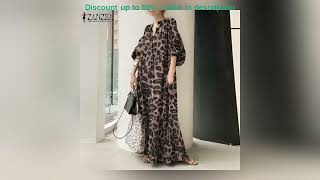 Fashion Printed Maxi Dress Women's Leopard Sundress 2023 ZANZEA Spring Puff Sleeve Long Ve