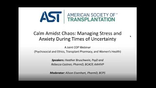 Calm Amidst Chaos:  Managing Stress and Anxiety During Times of Uncertainty (A Joint COP Webinar)