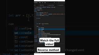 JavaScript reverse method #javascriptarrays #javascriptreveresemethod #reversemethod #programming