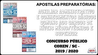 Apostilas Preparatórias Concurso Público COREN / SC - 2020 (Apostilas Opção)