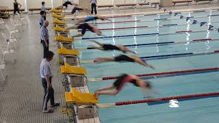 岡山県マスターズスイミング競技大会 女子100m個人メドレー　②清水選手（レイ岡）④星尾選手（レイ岡）⑦田辺選手（レイ岡）