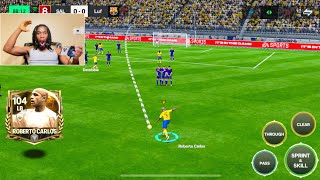 104 Roberto Carlos crazyy 45m Free-Kick | FC MOBILE