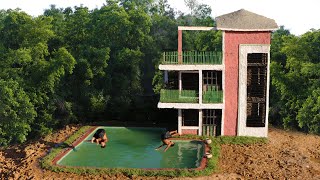 Building Beautiful Swimming Pool And Update Three Story Mud Villa House