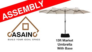 15ft Outdoor Market Patio Umbrella With Base Assembly Instructions