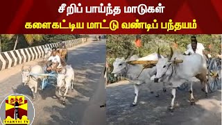 சீறிப் பாய்ந்த மாடுகள் - களைகட்டிய மாட்டு வண்டிப் பந்தயம்