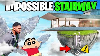 FRANKLIN AND SHINCHAN TRIED IMPOSSIBLE STAIRWAY TO FLYING HOUSE CHALLENGE GTA 5